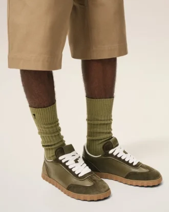 Adidași din piele de vacă verde
