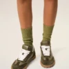 Adidași din piele de vacă verde