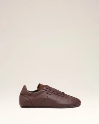 Adidași joși din piele netedă de culoare burgund