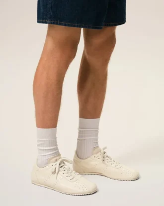 Adidași moi din piele de vacă albă