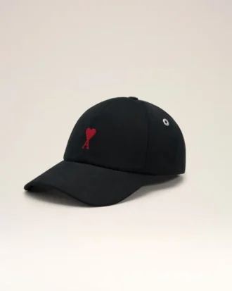 Ami de Coeur Cap din bumbac negru cu broderie
