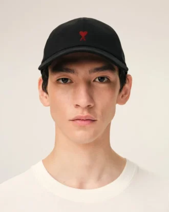 Ami de Coeur Cap din bumbac negru cu broderie