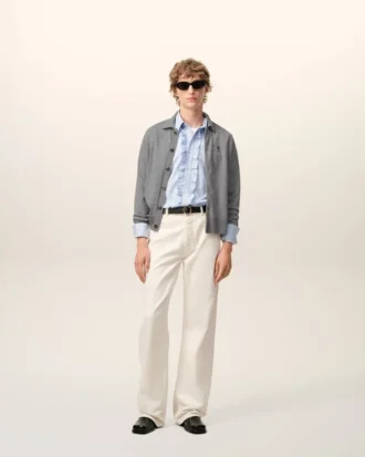Ami de Coeur Cardigan cu guler de cămașă din lână gri