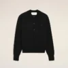Ami de Coeur Cardigan cu guler rotund din lână neagră