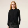 Ami de Coeur Cardigan cu guler rotund din lână neagră