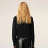 Ami de Coeur Cardigan cu guler rotund din lână neagră