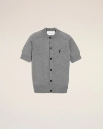 Ami de Coeur Cardigan din lână gri cu mâneci scurte