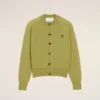 Ami de Coeur Cardigan verde din lână, cu guler rotund