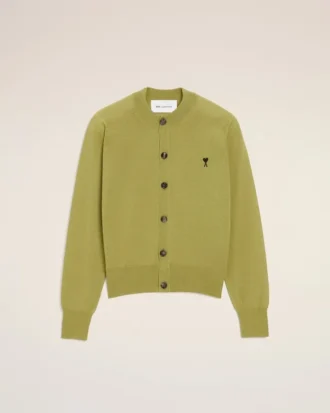 Ami de Coeur Cardigan verde din lână, cu guler rotund