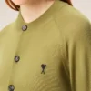 Ami de Coeur Cardigan verde din lână, cu guler rotund