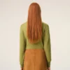 Ami de Coeur Cardigan verde din lână, cu guler rotund