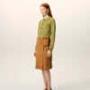 Ami de Coeur Cardigan verde din lână, cu guler rotund