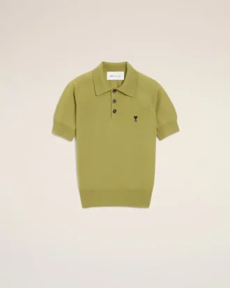 Ami de Coeur Polo cu mâneci scurte din lână verde