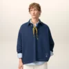 Ami de Coeur Polo din bumbac albastru cu mâneci lungi Ami de Coeur Polo din bumbac albastru cu mâneci lungi