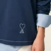 Ami de Coeur Polo din bumbac albastru cu mâneci lungi Ami de Coeur Polo din bumbac albastru cu mâneci lungi