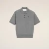 Ami de Coeur Polo din lână gri, cu mâneci scurte Ami de Coeur Polo din lână gri, cu mâneci scurte