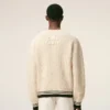 Ami de Coeur Sweater din lână cu nervuri, decolteu în V, alb