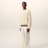 Ami de Coeur Sweater din lână cu nervuri, decolteu în V, alb