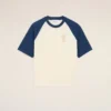 Ami de Coeur T-Shirt din bumbac alb și albastru cu patch-uri tricotate Ami de Coeur T-Shirt din bumbac alb și albastru cu patch-uri tricotate