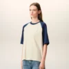 Ami de Coeur T-Shirt din bumbac alb și albastru cu patch-uri tricotate Ami de Coeur T-Shirt din bumbac alb și albastru cu patch-uri tricotate