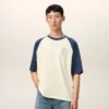 Ami de Coeur T-Shirt din bumbac alb și albastru cu patch-uri tricotate Ami de Coeur T-Shirt din bumbac alb și albastru cu patch-uri tricotate