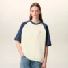 Ami de Coeur T-Shirt din bumbac alb și albastru cu patch-uri tricotate Ami de Coeur T-Shirt din bumbac alb și albastru cu patch-uri tricotate