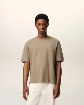 Ami de Coeur T-Shirt din bumbac bej cu relief