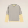 Ami de Coeur T-Shirt din bumbac gri cu efect de mâneci duble Ami de Coeur T-Shirt din bumbac gri cu efect de mâneci duble