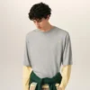 Ami de Coeur T-Shirt din bumbac gri cu efect de mâneci duble Ami de Coeur T-Shirt din bumbac gri cu efect de mâneci duble