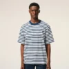 Ami de Coeur T-Shirt mariniere din bumbac albastru, croială dreaptă Ami de Coeur T-Shirt mariniere din bumbac albastru, croială dreaptă