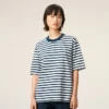 Ami de Coeur T-Shirt mariniere din bumbac albastru, croială dreaptă Ami de Coeur T-Shirt mariniere din bumbac albastru, croială dreaptă
