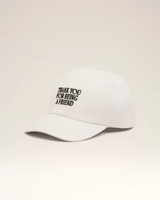 Șapcă din bumbac alb cu broderie „Thank You for Being a Friend”