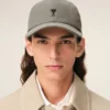Șapcă din bumbac gri cu broderie Ami de Coeur Șapcă din bumbac gri cu broderie Ami de Coeur