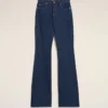 Blugi albastri din bumbac cu croială bootcut