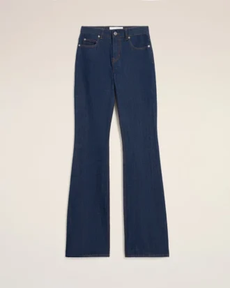 Blugi albastri din bumbac cu croială bootcut