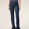 Blugi albastri din bumbac cu croială bootcut