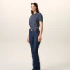Blugi albastri din bumbac cu croială bootcut