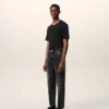 Blugi din bumbac negru, croi conic