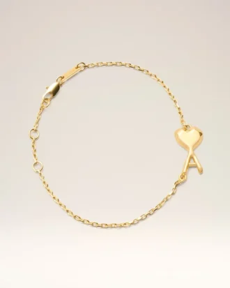 Brățară subțire din alamă aurie ciocănită Ami de Coeur