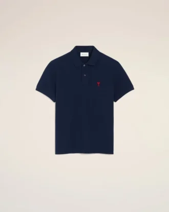 Bumbac albastru Tricou polo Ami de Coeur roșu
