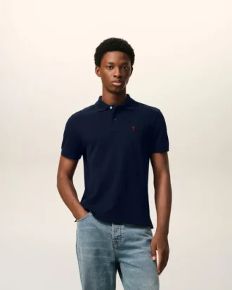 Bumbac albastru Tricou polo Ami de Coeur roșu