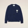 Cardigan Ami de Coeur cu guler rotund din lână albastră Cardigan Ami de Coeur cu guler rotund din lână albastră