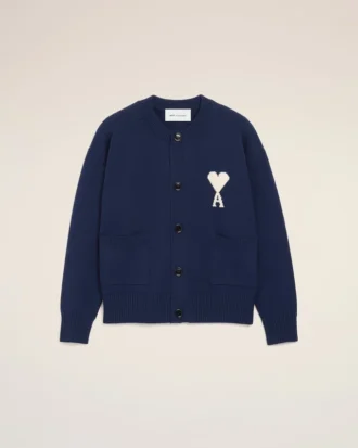 Cardigan Ami de Coeur cu guler rotund din lână albastră