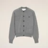 Cardigan Ami de Coeur din lână gri, cu guler rotund