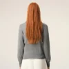 Cardigan Ami de Coeur din lână gri, cu guler rotund