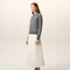 Cardigan Ami de Coeur din lână gri, cu guler rotund
