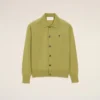 Cardigan Ami de Coeur din lână verde, cu guler de cămașă Cardigan Ami de Coeur din lână verde, cu guler de cămașă