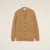 Cardigan maro din lână și bumbac cu model împletit Cardigan maro din lână și bumbac cu model împletit