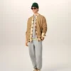 Cardigan maro din lână și bumbac cu model împletit Cardigan maro din lână și bumbac cu model împletit