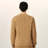 Cardigan maro din lână și bumbac cu model împletit Cardigan maro din lână și bumbac cu model împletit